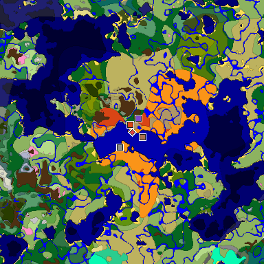 Predicted biome map of Java 1.21.4 seed -4520242694305657677 around estimated spawn