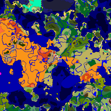 Predicted biome map of Java 1.21.4 seed -4270287330433558336 around estimated spawn