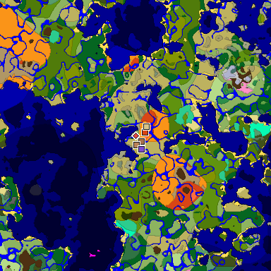 Predicted biome map of Java 1.21.4 seed 1660846666858011127 around estimated spawn