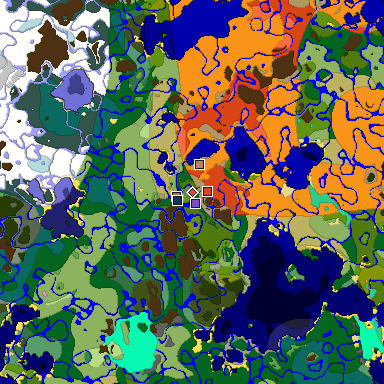 Predicted biome map of Java 1.21.4 seed 8385681006450850783 around estimated spawn
