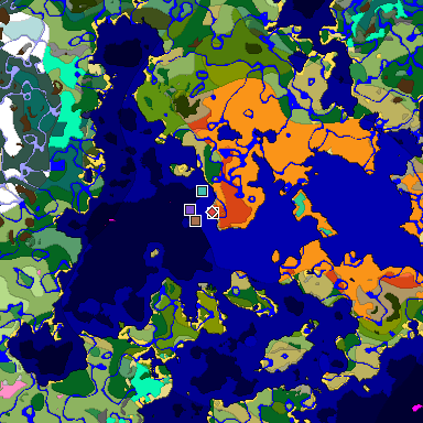Predicted biome map of Java 1.21.4 seed -1189975188458619778 around estimated spawn