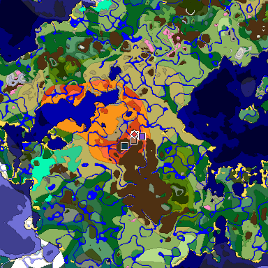 Predicted biome map of Java 1.21.4 seed -8331060053631493129 around estimated spawn