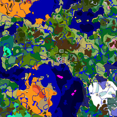 Predicted biome map of Java 1.21.4 seed 1972373429847740629 around estimated spawn