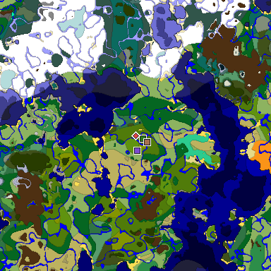 Predicted biome map of Java 1.21.4 seed -984681363196282212 around estimated spawn