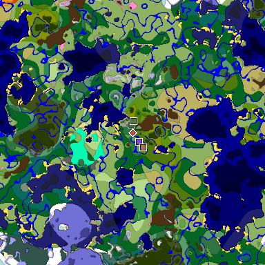 Predicted biome map of Java 1.21.4 seed -2129959469407730999 around estimated spawn
