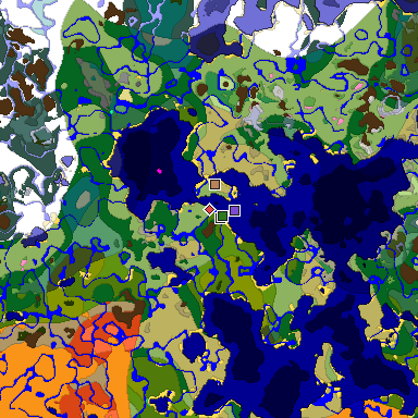 Predicted biome map of Java 1.21.4 seed 2070611685870419562 around estimated spawn