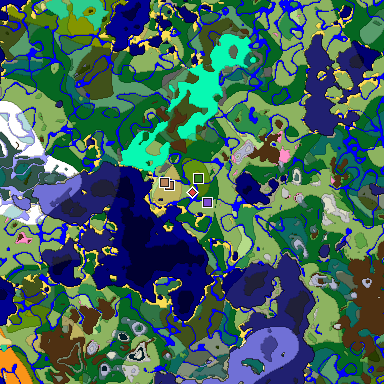 Predicted biome map of Java 1.21.4 seed 4461227208936685160 around estimated spawn