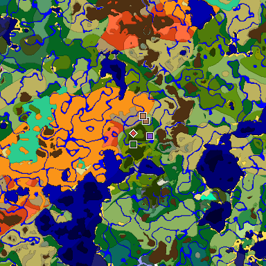 Predicted biome map of Java 1.21.4 seed 4867242034234064751 around estimated spawn