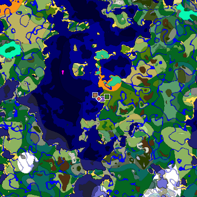 Predicted biome map of Java 1.21.4 seed 2088509441143693523 around estimated spawn
