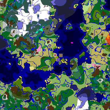 Predicted biome map of Java 1.21.4 seed 538153417113741436 around estimated spawn