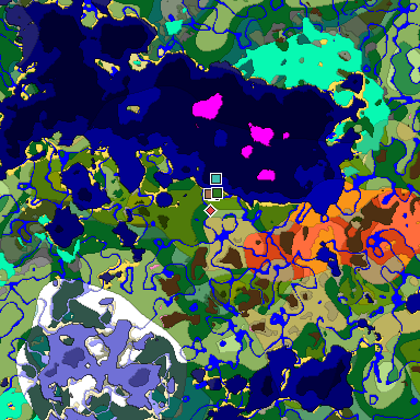 Predicted biome map of Java 1.21.4 seed -5197550521117558075 around estimated spawn