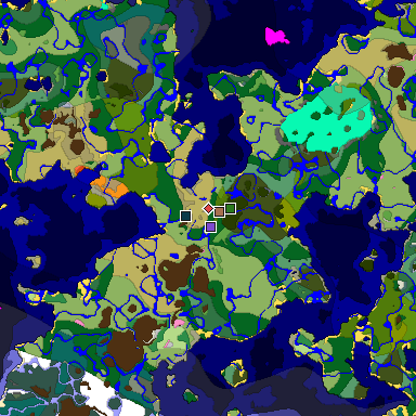 Predicted biome map of Java 1.21.4 seed -1822766591369088671 around estimated spawn
