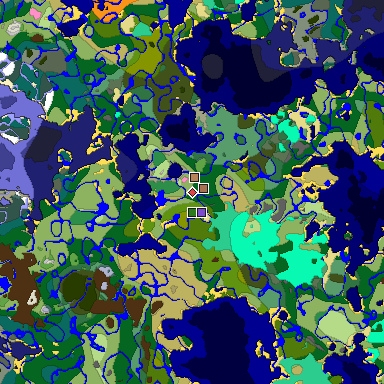 Predicted biome map of Java 1.21.4 seed 6012033516817458230 around estimated spawn