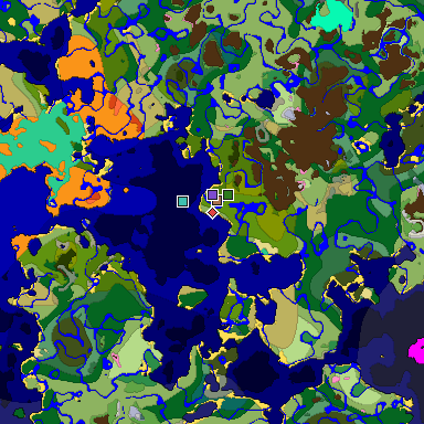 Predicted biome map of Java 1.21.4 seed 6187177421978147284 around estimated spawn