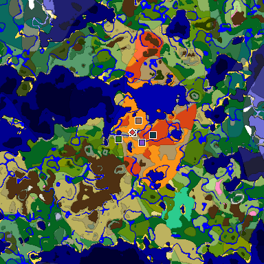 Predicted biome map of Java 1.21.4 seed -1237317443660674538 around estimated spawn
