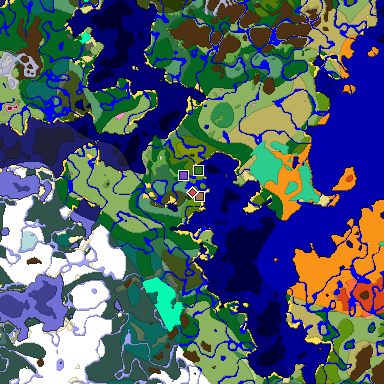 Predicted biome map of Java 1.21.4 seed 8550710232594925462 around estimated spawn