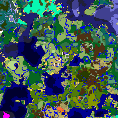 Predicted biome map of Java 1.21.4 seed 6622368330508368871 around estimated spawn