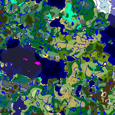 Predicted biome map of Java 1.21.4 seed 6018004590676791435 around estimated spawn