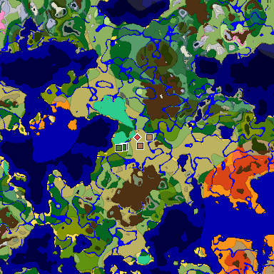 Predicted biome map of Java 1.21.4 seed -7787125822228658101 around estimated spawn
