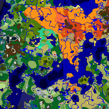 Predicted biome map of Java 1.21.4 seed -4928173670034906343 around estimated spawn
