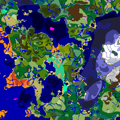 Predicted biome map of Java 1.21.4 seed 1950163320405527552 around estimated spawn