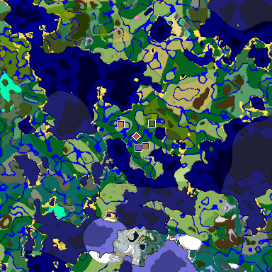 Predicted biome map of Java 1.21.4 seed 8597956643798907525 around estimated spawn