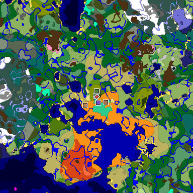 Predicted biome map of Java 1.21.4 seed -5059515813639153999 around estimated spawn