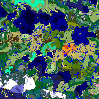 Predicted biome map of Java 1.21.4 seed 7188162933831164346 around estimated spawn