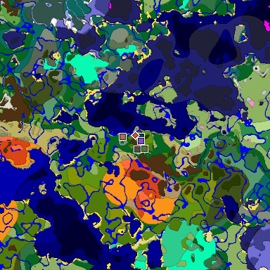 Predicted biome map of Java 1.21.4 seed 1920455905594108331 around estimated spawn
