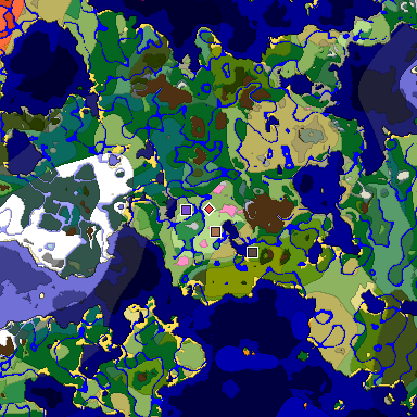 Predicted biome map of Java 1.21.4 seed 5048398063724948704 around estimated spawn