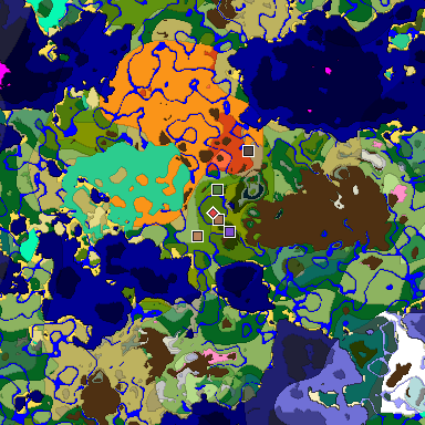 Predicted biome map of Java 1.21.4 seed 3489586914519813792 around estimated spawn