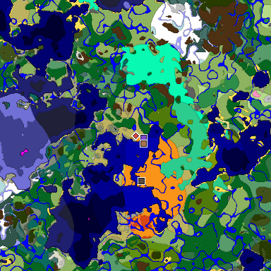Predicted biome map of Java 1.21.4 seed 8243318908924448094 around estimated spawn