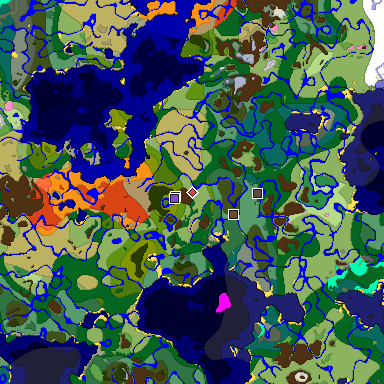 Predicted biome map of Java 1.21.4 seed -6151449665562654883 around estimated spawn