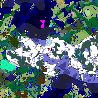 Predicted biome map of Java 1.21.4 seed -7150785493838303999 around estimated spawn