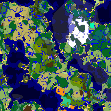 Predicted biome map of Java 1.21.4 seed -4940758129979706640 around estimated spawn