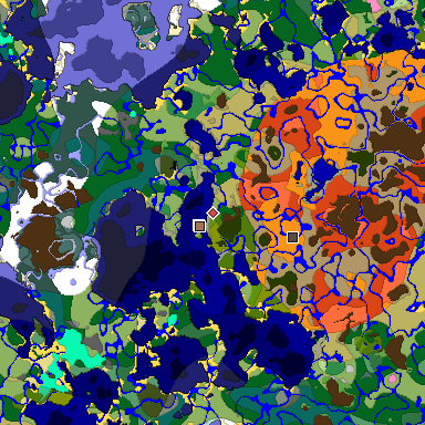Predicted biome map of Java 1.21.4 seed 8757947563332909452 around estimated spawn