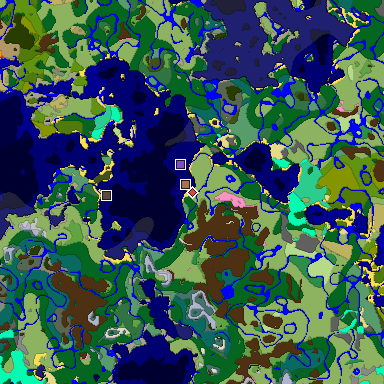 Predicted biome map of Java 1.21.4 seed -2582407298704887059 around estimated spawn