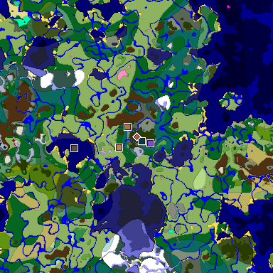 Predicted biome map of Java 1.21.4 seed -6502636608096991710 around estimated spawn