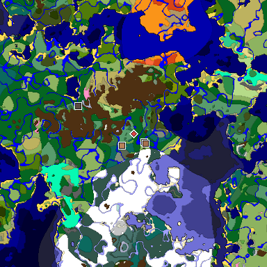 Predicted biome map of Java 1.21.4 seed -8450540073028207588 around estimated spawn