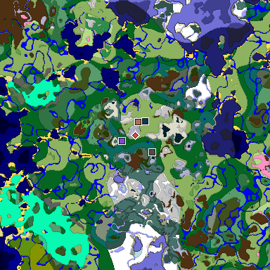 Predicted biome map of Java 1.21.4 seed 6463444379012169897 around estimated spawn