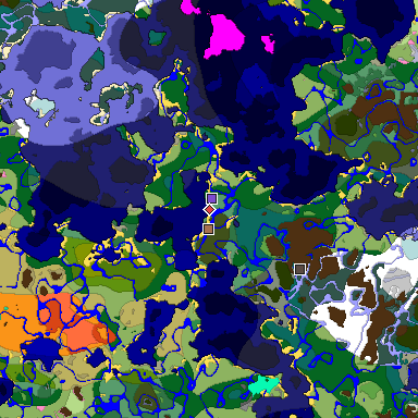 Predicted biome map of Java 1.21.4 seed -81460663127072396 around estimated spawn