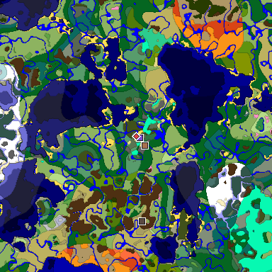 Predicted biome map of Java 1.21.4 seed -2415485949473152075 around estimated spawn