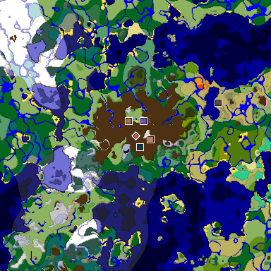 Predicted biome map of Java 1.21.4 seed 741927084436146629 around estimated spawn