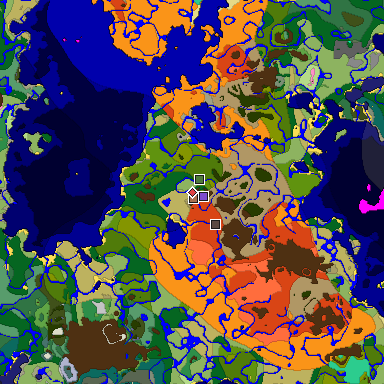 Predicted biome map of Java 1.21.4 seed -1806768773032648438 around estimated spawn