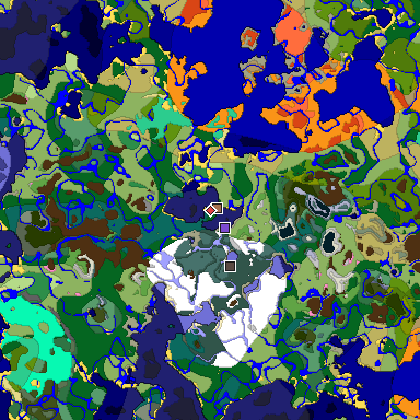 Predicted biome map of Java 1.21.4 seed 2140633238615449693 around estimated spawn