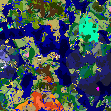 Predicted biome map of Java 1.21.4 seed 3706065731752392951 around estimated spawn