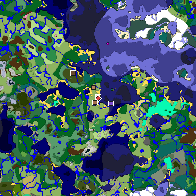 Predicted biome map of Java 1.21.4 seed 4292094071252908908 around estimated spawn
