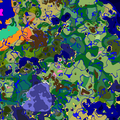 Predicted biome map of Java 1.21.4 seed 8359075988548598817 around estimated spawn