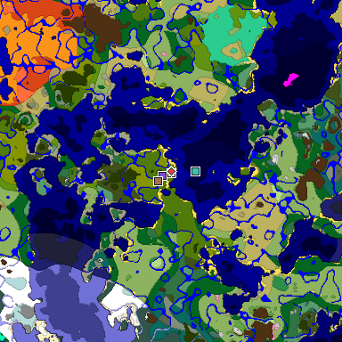 Predicted biome map of Java 1.21.4 seed 8836990827019087635 around estimated spawn