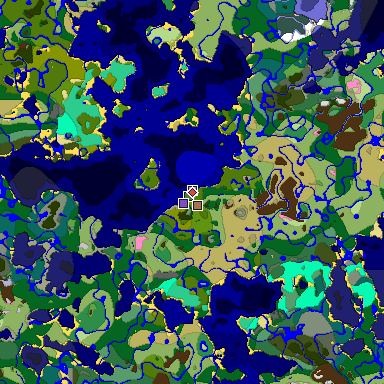 Predicted biome map of Java 1.21.4 seed -367150495061480767 around estimated spawn